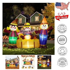 Brighten Your Fall with 8.2 Ft Thanksgiving Inflatables Scarecrow Family Decor - Picture 1 of 8