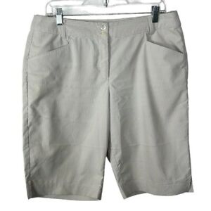 Callaway Golf Shorts Women's 10 Beige White Striped Zip Pockets Inseam 11"