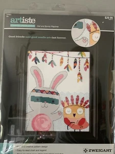 Owl And Bunny Cross Stitch Kit, Counted Cross Stitch Kit, Cute Cross Stitch, NIP - Picture 1 of 5