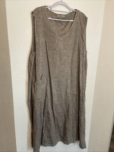 Abito FLAX lino tessuto senza maniche oversize Lagenlook TAGLIA PLUS 3G *vedi descrizione - Foto 1 di 8