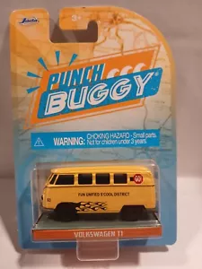 Jada Punch Buggy 1:64 Scale Yellow Fun Unified S'cool District VOLKSWAGEN T1 Bus - Picture 1 of 2