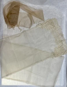 Lot of 1900s Antique Net Lace and Silk Trim / Scrap AS IS Costuming Repair - Picture 1 of 5