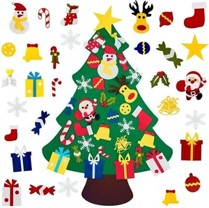 Árbol de Navidad de fieltro IXIR HAZLO TÚ MISMO con 30 piezas adornos desmontables suministros para fiestas - Imagen 1 de 8