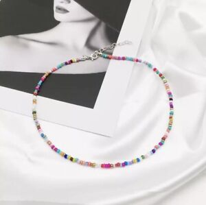 Colourful Beads Chain Choker Necklace Trendy Y2k Beach Summer Jewellery
