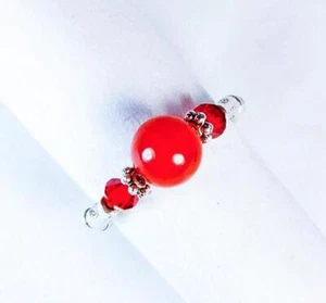ANELLO ELASTICO CYNTHIA LYNN "BAMBINO DI LUGLIO" ROSSO RUBINO LUGLIO PIETRA NASCITA ARGENTO - Foto 1 di 1