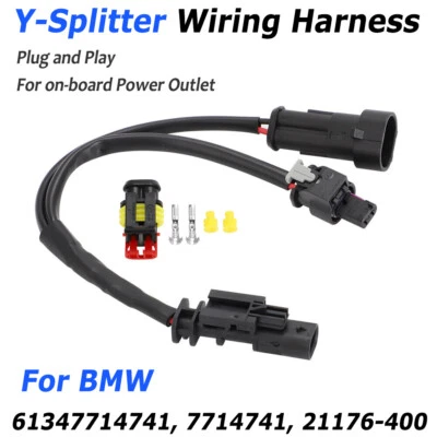 Y-Splitter 12V Adapter Outlet For BMW S1000 XR RR R1200 R1250 1300 GS RT R ST M - Image 1 of 4