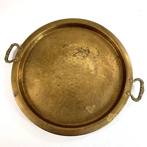Antique Hammered Copper or Brass Rivet Serving Tray with Handles 13” Wide - Picture 1 of 14