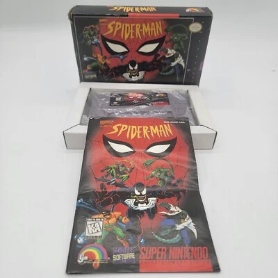 Spider-Man (SNES) Super Nintendo.  CIB, manual, insert, box. - Image 1 of 4