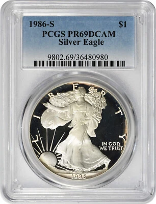 1986-S $1 American Silver Eagle PR69DCAM PCGS - Image 1 of 2
