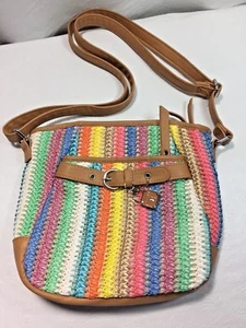 Bolso bandolera multicolor a rayas tejidas Rosetti cierre con cremallera - Imagen 1 de 7