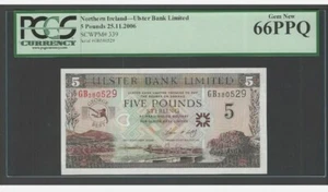 Scarce Genuine 2006 Northern Ireland 5 Pounds George Best Banknote PCGS66 GemUNC - Picture 1 of 2