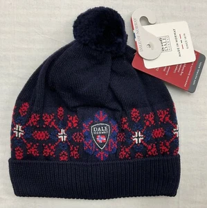 DALE of NORWAY Beanie Merinowolle Bommel Strick gefüttert Mütze NORWAY Made Cap Gr. S - Bild 1 von 15