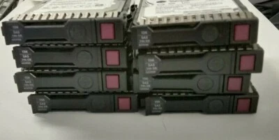 HP 146GB 15K 2.5" SAS Hard Disk DriveS  G8 G9 6G w. orig. HP CADDIES- Lot of 8 - Image 1 of 4