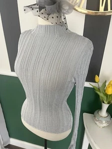 WoWø¤º Damen langarm Shirt silber Gr. S 34 36 H&M figurbetont º¤øWoW - Bild 1 von 3