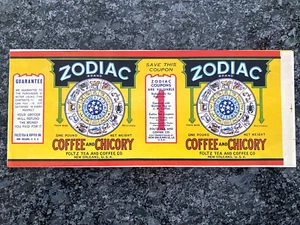 RARE Vintage Zodiac Brand Foltz Tea and Coffee Co. New Orleans  14" x 5 1/2"  - Picture 1 of 2
