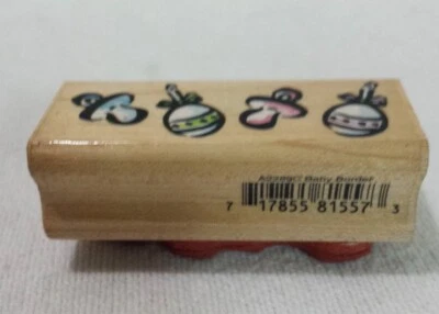 Estampida de goma bebé borde Binky sonajero montado en madera sello de goma A2269C Foto 1 de 4