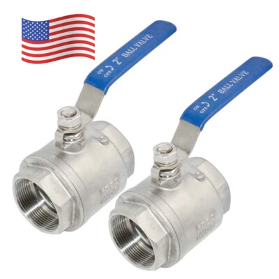 2 inch 2" Ball Valve,316 Stainless Steel Full Port,2-Piece, 1000WOG 2Pack - Image 1 of 4