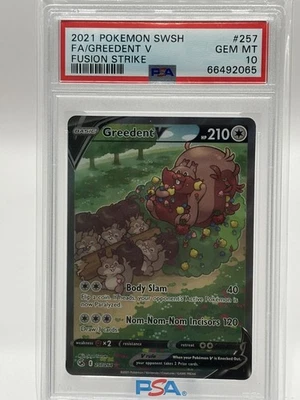 Greedent V (Alternate Full Art) 257/264 Swsh08: Fusion Strike Holo PSA 10 - Image 1 of 2