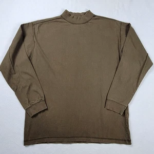 Vintage High Advantages Mock Neck T-Shirt Herren Large Langarm Braun Faded - Bild 1 von 11