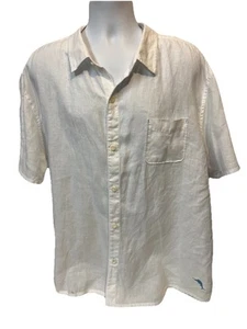 Tommy Bahama Men’s Size 3XL White 100% Linen Short Sleeve Button Up Camp - Picture 1 of 5