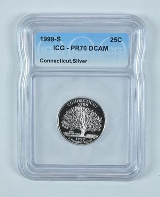 1999-S Washington State Quarter Silver Connecticut PR70 DCAM ICG *4696 - Image 1 of 4