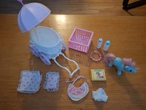 Vintage 1985 My Little Pony Baby Buggy Carriage Playpen Accessories Baby Cuddles - Picture 1 of 8