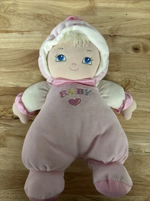 Goldberger First Bundle of Joy Plush Pink Baby Doll Heart Blonde Hair Blue Eyes - Image 1 of 4