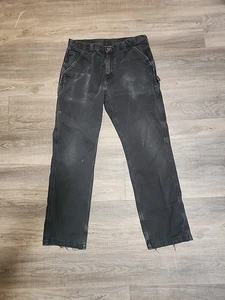 Carhartt B324 Carpenter Pants Men's Black 34x32 Relaxed Fit Utility Distressed - Picture 1 of 10