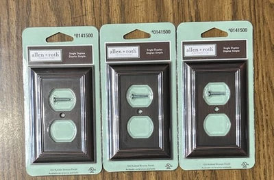 Lote de 3 placas de pared dúplex individuales de bronce frotado con aceite Allen + Roth COSGROVE Foto 1 de 2