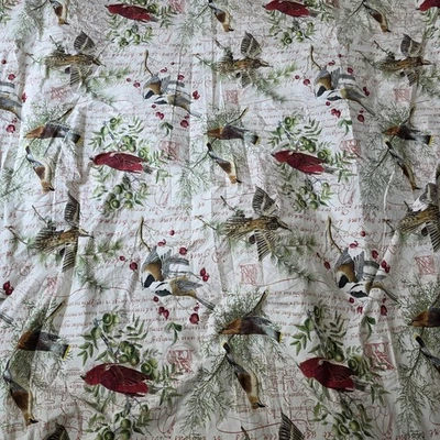 POTTERY BARN Winter Fauna KING Duvet Cover Bird Cardinal Pinecone - Image 1 of 3