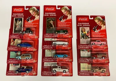 9 different Johnny Lightning Coca Cola Calendar Girl Series diecast cars - Image 1 of 4