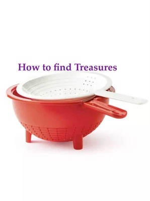 RT 2) BRAND NEW TUPPERWARE TWO PIECE COLANDER NESTING SET RED WHITE - Image 1 of 4