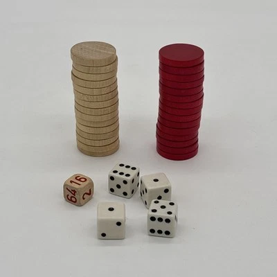 Vintage Backgammon 1975 Replacement Wood Game Pieces & Dice Selchow & Righter - Image 1 of 3