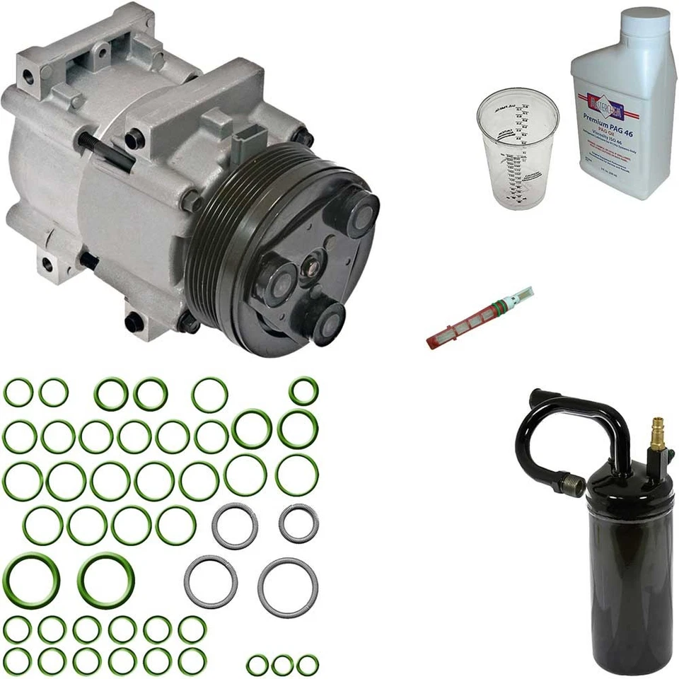 适用于福特 Explorer Mercury Mountaineer 欧米茄交流压缩机 带空调维修套件 TCP — 第 1/1 张图片