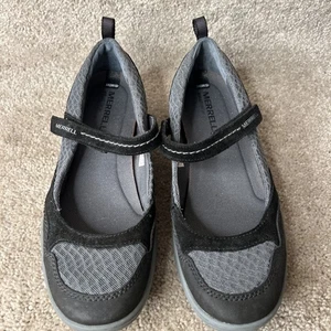 Merrell Mary Jane Size 8 Comfort Shoes Walking Sport Black Gray - Picture 1 of 6
