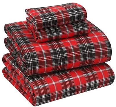 RUVANTI 100% Cotton 4 Pcs Flannel Sheets Queen Size, Deep Pocket, Warm, Super - Image 1 of 4