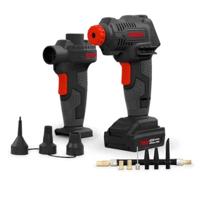 ROWI Akku-Kompressor Luftpumpe Set 14-tlg 12V/230V Auto Ball Fahrrad NEU OVP - Bild 1 von 4