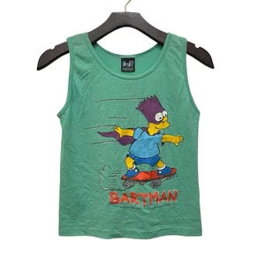 Vintage 90s The Simpsons Bartman Skateboarding Kids Tank Top Shirt Sz M 10-12 - Picture 1 of 8