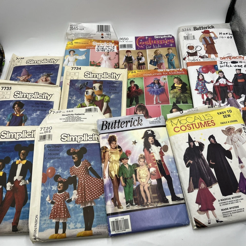 Vintage Simplicity Lot of Costumes Mixed Lot Disney Princess Chef and More - Image 1 of 4