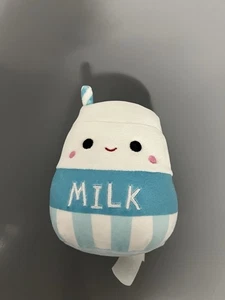 Squishmallows 6" Melly The Milk Carton Small Plush Blue Striped Straw 2022 - Picture 1 of 4