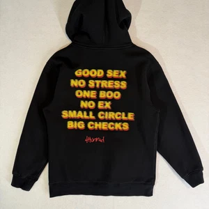 4 Hunnid Hoodie Herren klein schwarz Pullover Kordelzug guter Sex kein Stress - Bild 1 von 17