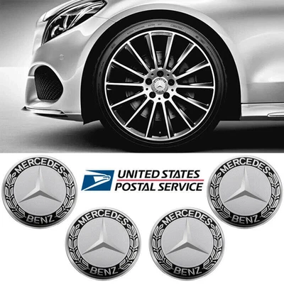 4PCS Black For Mercedes/Benz Wheel Center Caps Emblem Rim Hub Cover Badge Logo Foto 1 de 4