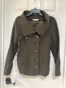 Abrigo Suéter Gro Abrahamsson Asimétrico 40 Mezcla de Lana Marrón Abotonado Casch - Imagen 1 de 10