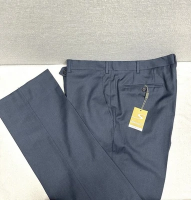 NWT SANTORELLI FLAT FRONT DRESS PANTS MENS 42 ROMEO BLUE 100% WOOL MADE IN ITALY - Image 1 of 4