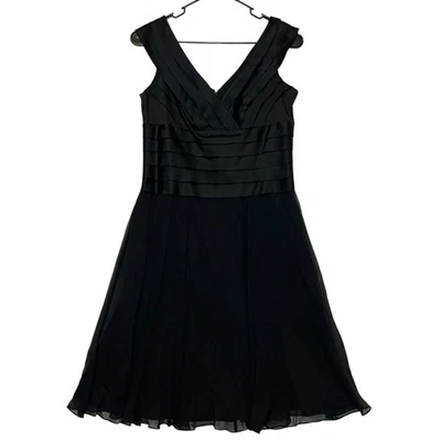 VESTIDO NEGRO JONES NEW YORK Mujer Mezcla SEDA TALLA 12 Ajuste Acampanado Sin Mangas NUEVO Foto 1 de 4