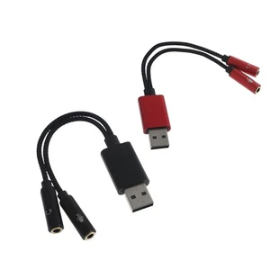 USB Sound Card 3.5mm Aux Jack Adapter Male to 2 Female Stereo Jack Adapter - Afbeelding 1 van 9