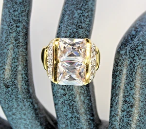 Cocktail Statement Thailand Ring goldfarben Strass Größe 5 - Bild 1 von 4