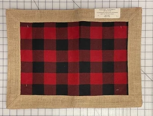 Christmas Red & Black Buffalo Plaid & Burlap Placemat Set 4 Cabin Lodge Barn NEW - Picture 1 of 1