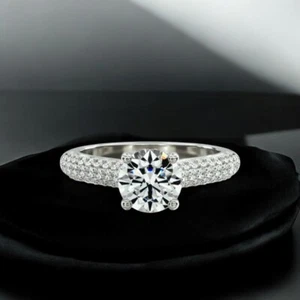 2.10 Ct Round Cut Lab Grown Diamond Engagement Ring 14k White Gold IGI - Picture 1 of 12