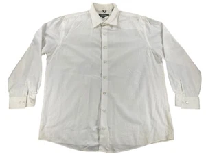 Kenneth Cole Reaction Shirt Mens 17 34/35 White Striped Non Iron Dress Button Up - Picture 1 of 10